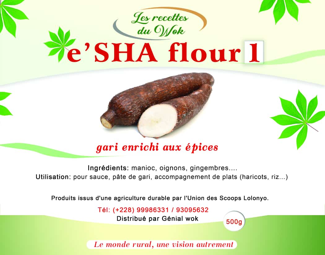 
          E'SHA flour 1 & 2 : du gari enrichi aux épices !