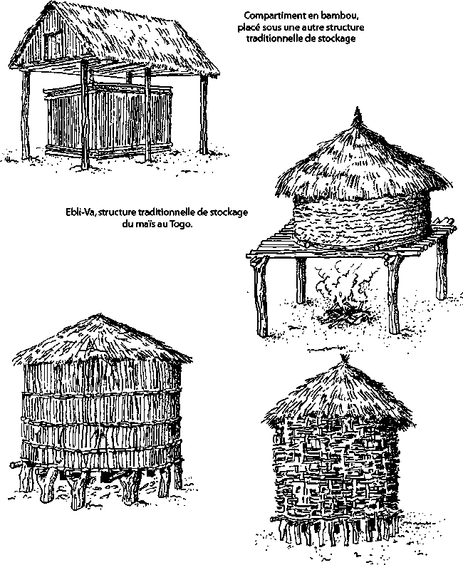 
            Le stockage des produits vivriers et semenciers, usant des méthodes et dispositifs traditionnels: Structures ouvertes (Choix des Plates-formes de Stockage )