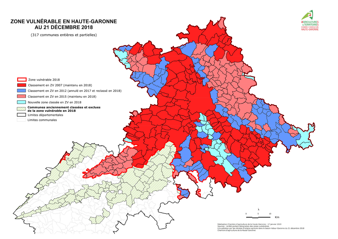 
          Nouvelles zones vulnérables Haute-Garonne