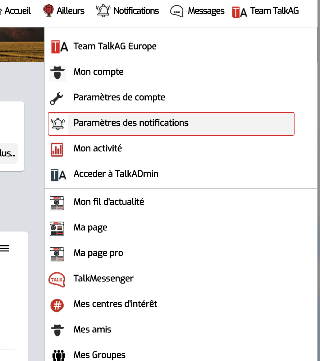 
          Gérer ses notifications TalkAG
